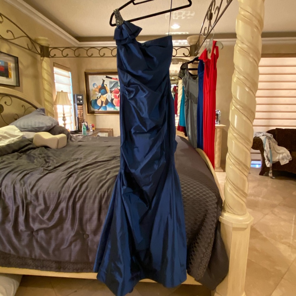 Navy Taffeta Long Dress